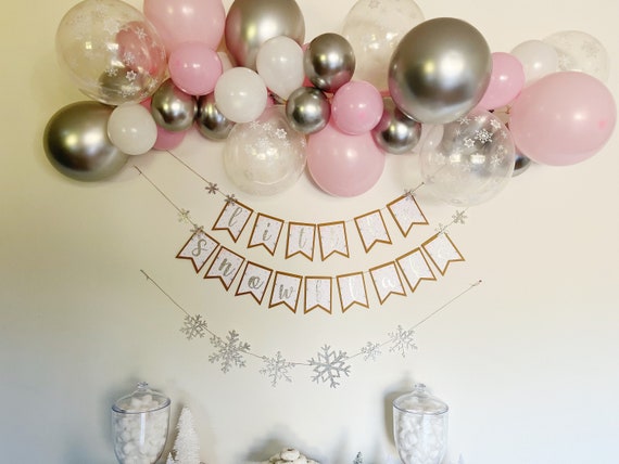 Snowflake ONE Balloon Set - 36 Inch Winter Wonderland First Birthday Decorations