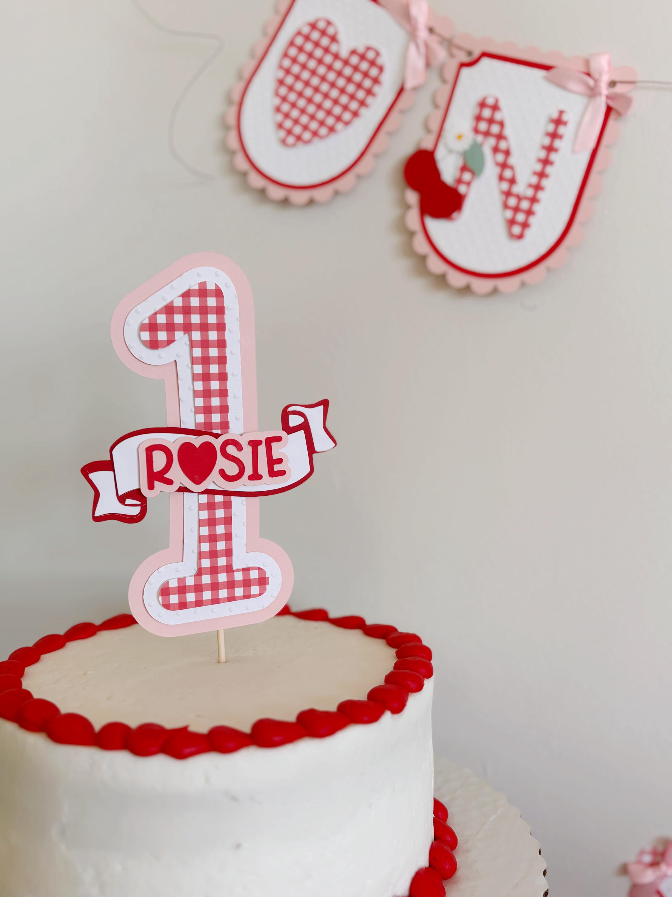 Cherry on Top Cake Topper | Personalized Name Cake Topper | Pink ...