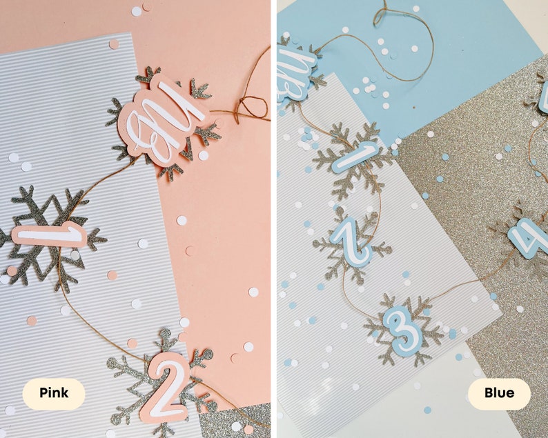 Snowflake Photo Banner Winter Onederland Photo Banner Winter Photo Clips 12 Month Photo Banner Winter Onederland Party Decorations image 2
