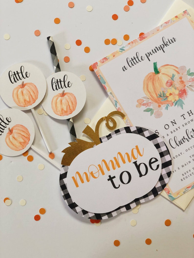 Little Pumpkin Baby Shower Invitation Fall Baby Shower Invitations A Little Pumpkin Decorations Fall Themed Baby Invitations image 6