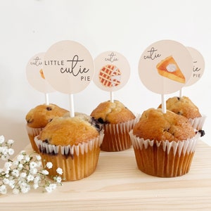 Little Cutie Pie Urodzinowe Cupcake Toppery | Słodkie jak ciasto | Pieczenie Urodzin | Dekoracja | Pierwsze Urodziny Ciasta | Dekoracja Baby Shower Cutie Pie