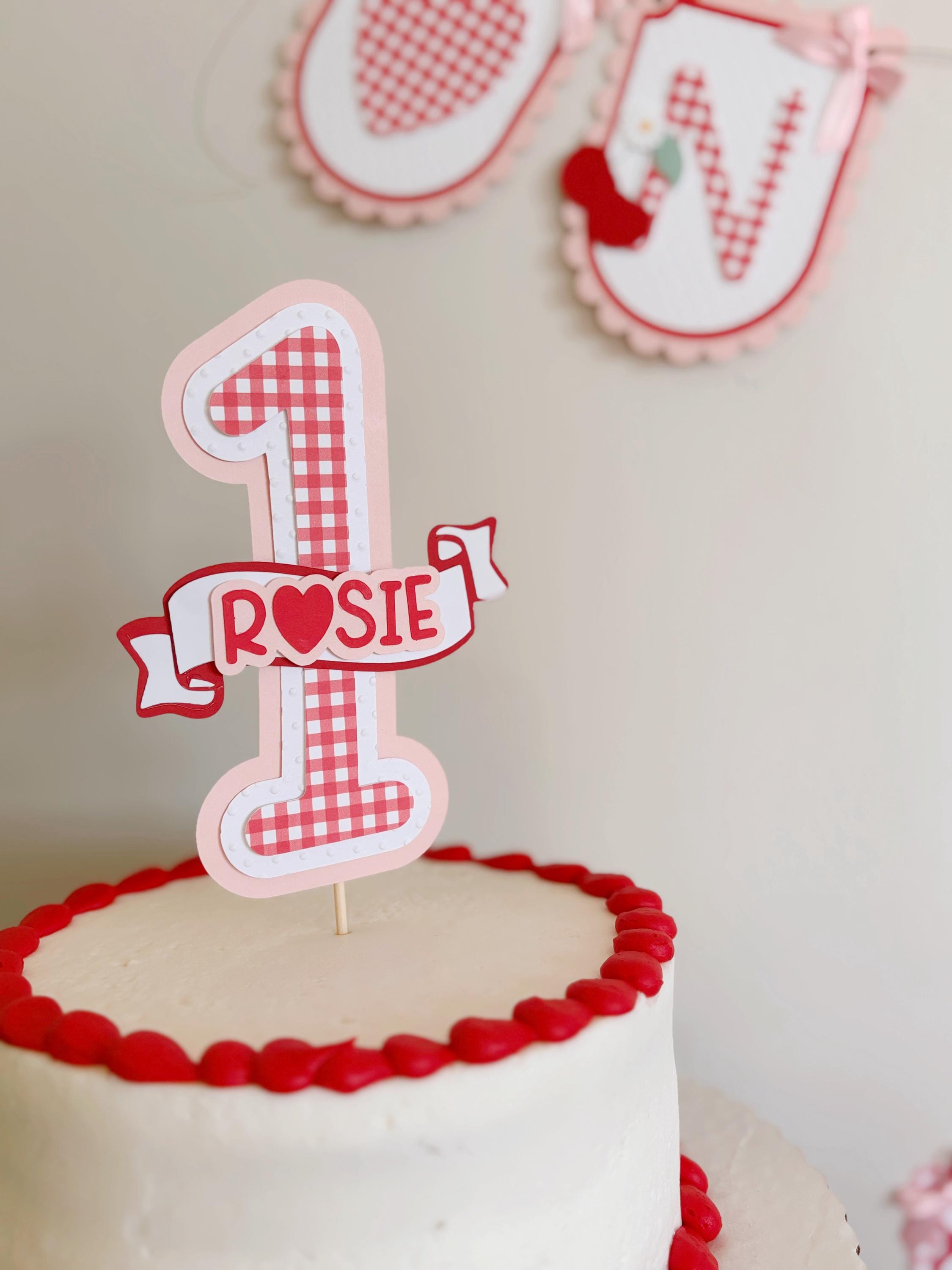 Cherry on Top Cake Topper | Personalized Name Cake Topper | Pink ...