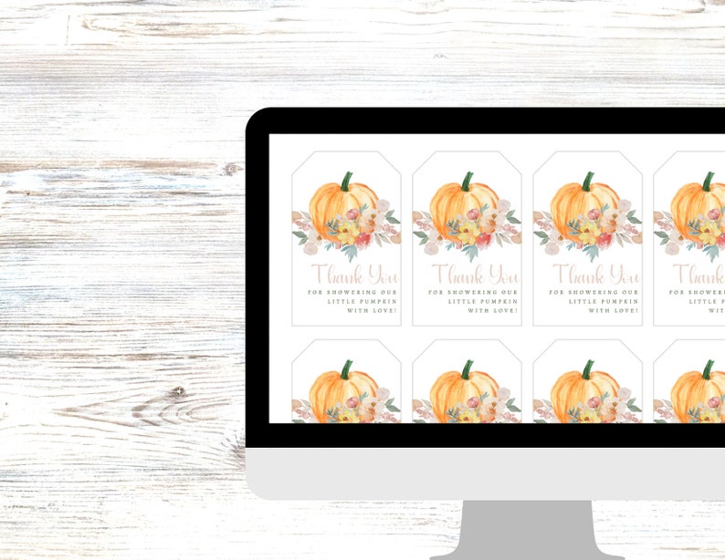 Little Pumpkin Baby Shower Thank You Tags for Party Favours Printable Favour Tags for Thank You Gifts Fall Baby Shower Gift Tags image 2