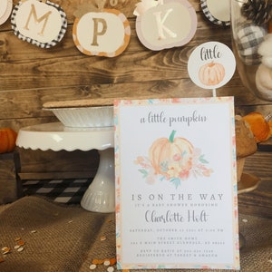 Little Pumpkin Baby Shower Invitation Fall Baby Shower Invitations A Little Pumpkin Decorations Fall Themed Baby Invitations image 8