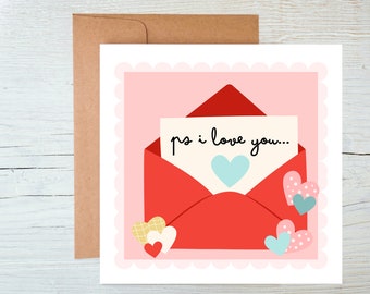 Printable Happy Valentine's Day Card | Valentine's Day Greetings | Love Letter Valentine | PS I love you | Instant Download | Digital PDF