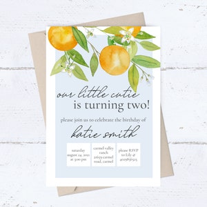 A Little Cutie is on the Way Baby Shower Invitation Clementine Orange Gender Neutral Gender Reveal Citrus Baby Shower Decoration image 6