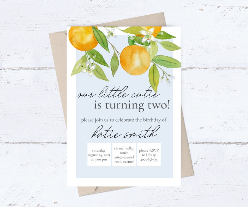 A Little Cutie is on the Way Baby Shower Invitation Clementine Orange Gender Neutral Gender Reveal Citrus Baby Shower Decoration image 6