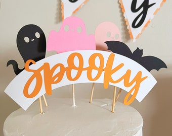 Spooky One Birthday Decorations | Spooky Cake Topper | Pink Halloween Cake Topper | Pastel Halloween | Birthday Party Decor | Fall Birthday