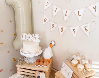 One Silly Goose Cake Topper Goose 1st Birthday Decorations