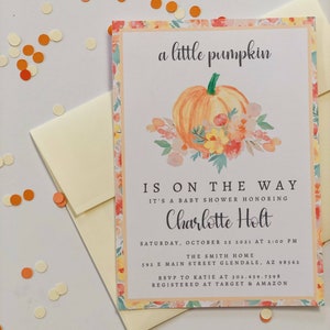 Little Pumpkin Baby Shower Invitation Fall Baby Shower Invitations A Little Pumpkin Decorations Fall Themed Baby Invitations image 7