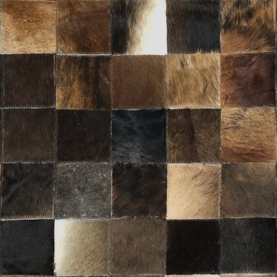 Handmade Dark Brown Patchwork Cowhide Area Rug Premium Quality Etsy