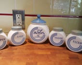 Vintage 1940s Fire King Vitrock Range Set Blue Circle Art Deco
