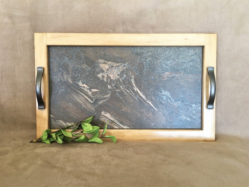 Wood Serving Tray Rustic Serving Tray With Handles Large Etsy