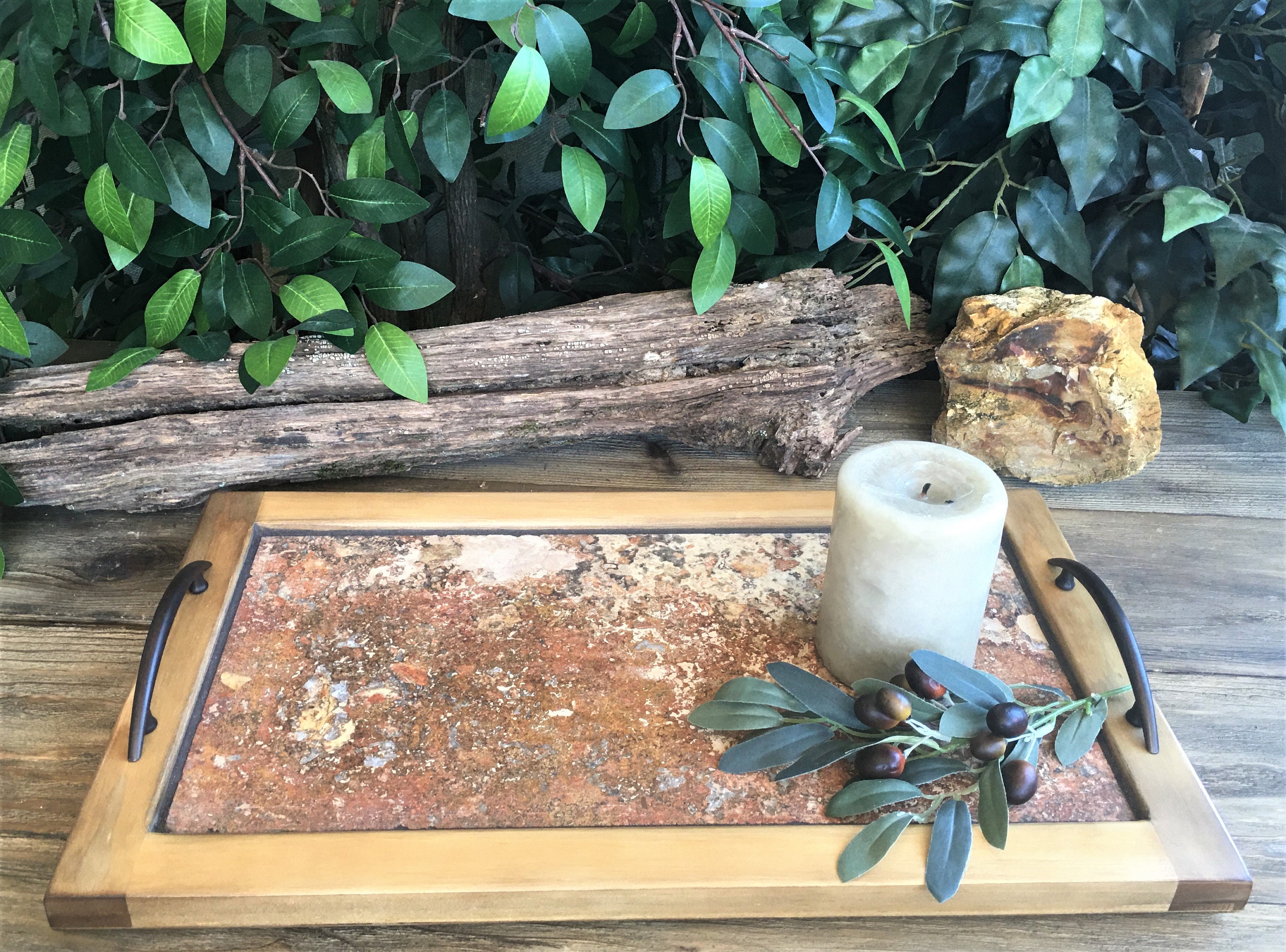 Wooden Vanity Tray. Wood Valet Tray. Large Serving Tray with Etsy