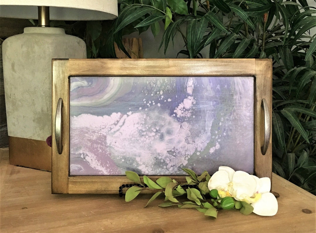 Wood Vanity Tray. Acrylic Pouring. Decorative Wooden Valet Tray. Fluid Art. Abstract Art. Bridal