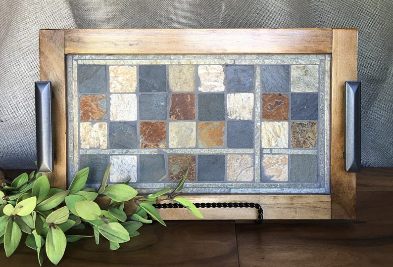 Wood Serving Tray With Handles Distressed Tray Rustic Decor Etsy