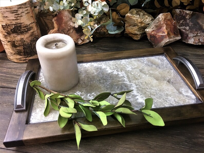 Wooden Vanity Tray. Wood Valet. Rustic Serving Tray With Etsy