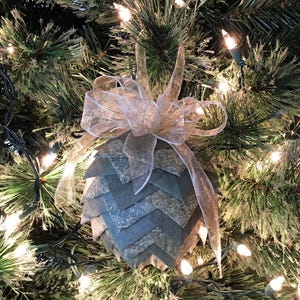 Handmade Paper Pinecone Christmas Ornament - Sage & Ivory Christmas Decor