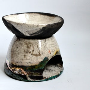 Aroma lamp / Handmade / Unique / Handpainted / Art / Raku ceramic image 2