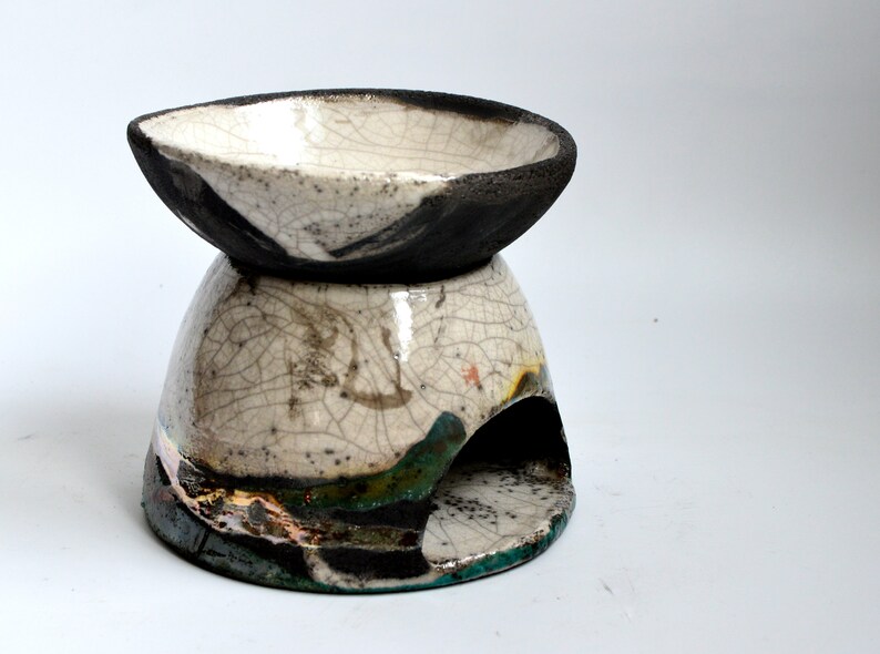 Aroma lamp / Handmade / Unique / Handpainted / Art / Raku ceramic image 2