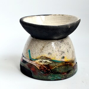 Aroma lamp / Handmade / Unique / Handpainted / Art / Raku ceramic image 4