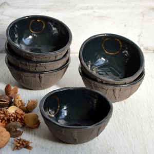 Set of six ceramic bowls / Stoneware / Gold luster / Handmade / Unique / Art image 1