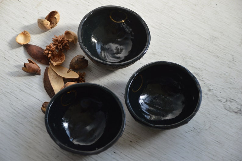 Set of six ceramic bowls / Stoneware / Gold luster / Handmade / Unique / Art image 9