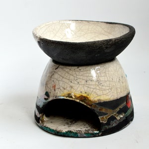 Aroma lamp / Handmade / Unique / Handpainted / Art / Raku ceramic image 1