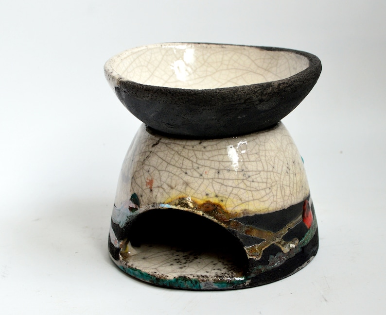 Aroma lamp / Handmade / Unique / Handpainted / Art / Raku ceramic image 1