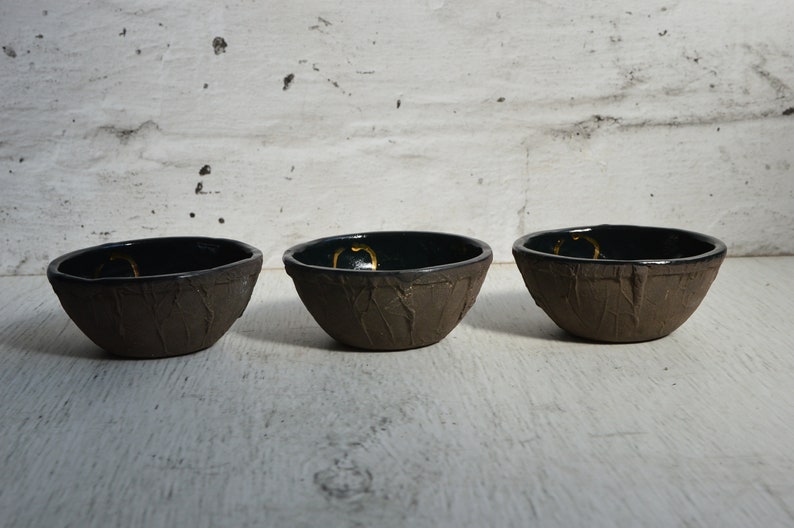 Set of six ceramic bowls / Stoneware / Gold luster / Handmade / Unique / Art image 8