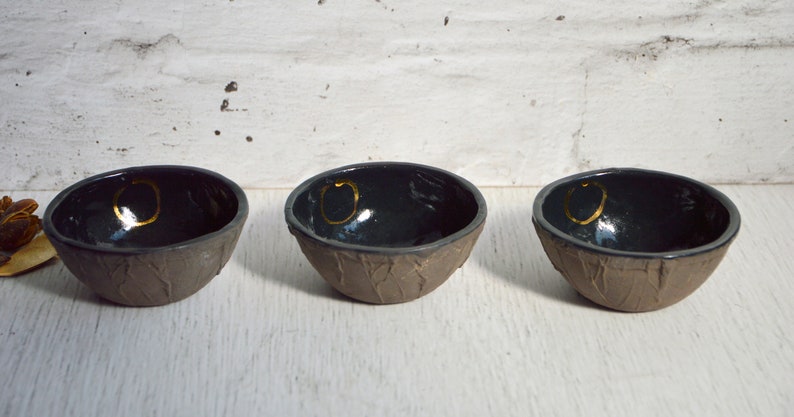 Set of six ceramic bowls / Stoneware / Gold luster / Handmade / Unique / Art image 6