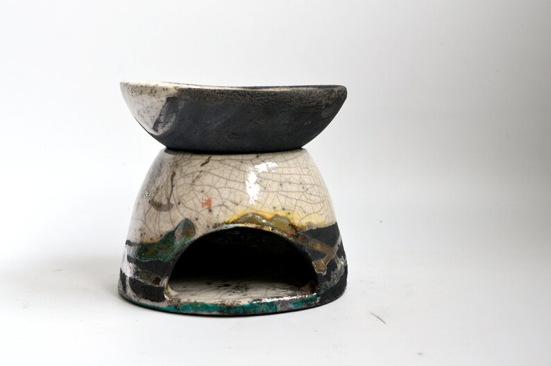 Aroma lamp / Handmade / Unique / Handpainted / Art / Raku ceramic image 7