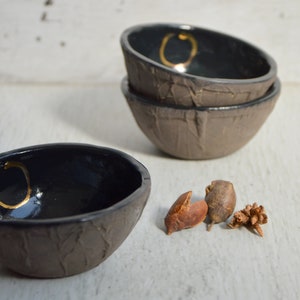 Set of six ceramic bowls / Stoneware / Gold luster / Handmade / Unique / Art image 3