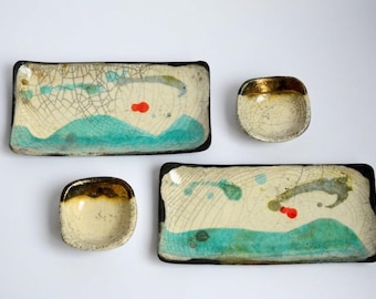 Handmade Raku Ceramic Sushi Set – Wabi Sabi Dinnerware