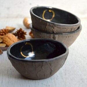 Set of six ceramic bowls / Stoneware / Gold luster / Handmade / Unique / Art image 7