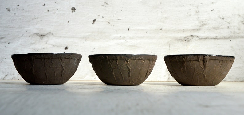 Set of six ceramic bowls / Stoneware / Gold luster / Handmade / Unique / Art image 2