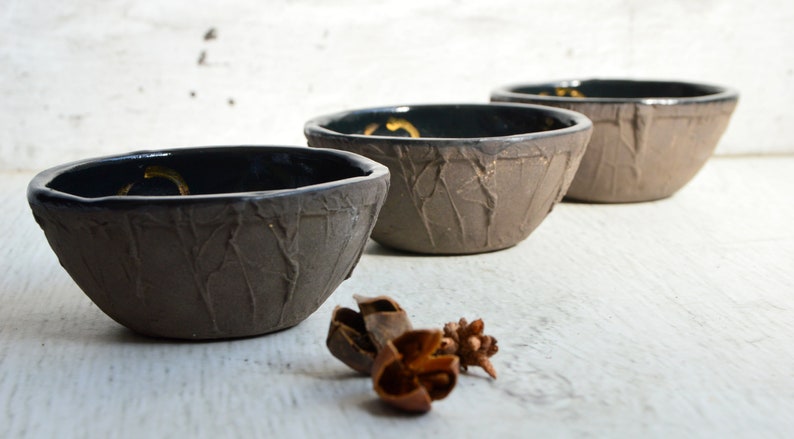 Set of six ceramic bowls / Stoneware / Gold luster / Handmade / Unique / Art image 5