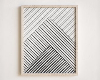 Lámina de líneas geométricas en blanco y negro, arte minimalista (descarga digital)