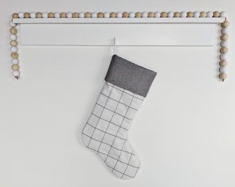 Modern Handmade Linen Christmas Stocking