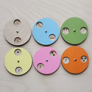 Rotating Circle with numbers, Rotating circle with animals, Busy board parts, DIY Busy board, Busy board details