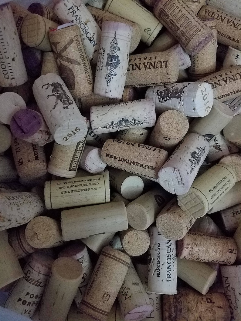 Printed Used Wine Corks SYNTHETIC Crafts Projects Favors Art QTY 50