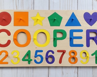 Personalized Name puzzle with pegs | Wooden Puzzle | Gift for kids | Toddlers toys