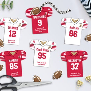 Editable Football Party Favor Tags, personalized, Jersey Printable Template, Football Team Banquet, Instant Download, 2 Sizes Included, DIY