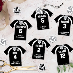 Editable Volleyball Team Party Favor Tags, personalized, Jersey Shaped Printable Tag, Team Birthday, Instant Download, 2 Sizes Included, DIY