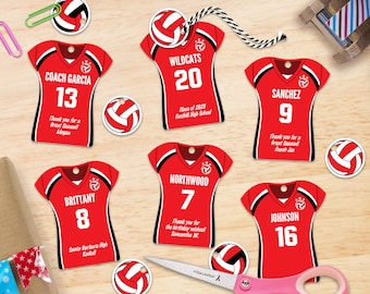 Volleyball Jersey Favor Tags: Personalized Team Birthday (Instant Download)