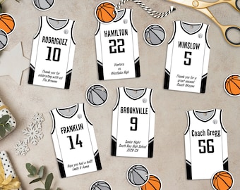 Editable Basketball Party Favor Tags, personalized, Jersey Shaped Printable Tags, Team Birthday, Instant Download, 2 Sizes Included, DIY