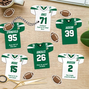 Tag modificabili per bomboniere di calcio, personalizzati, modello stampabile maglia, banchetto della squadra di calcio, download istantaneo, 2 dimensioni incluse, fai da te
