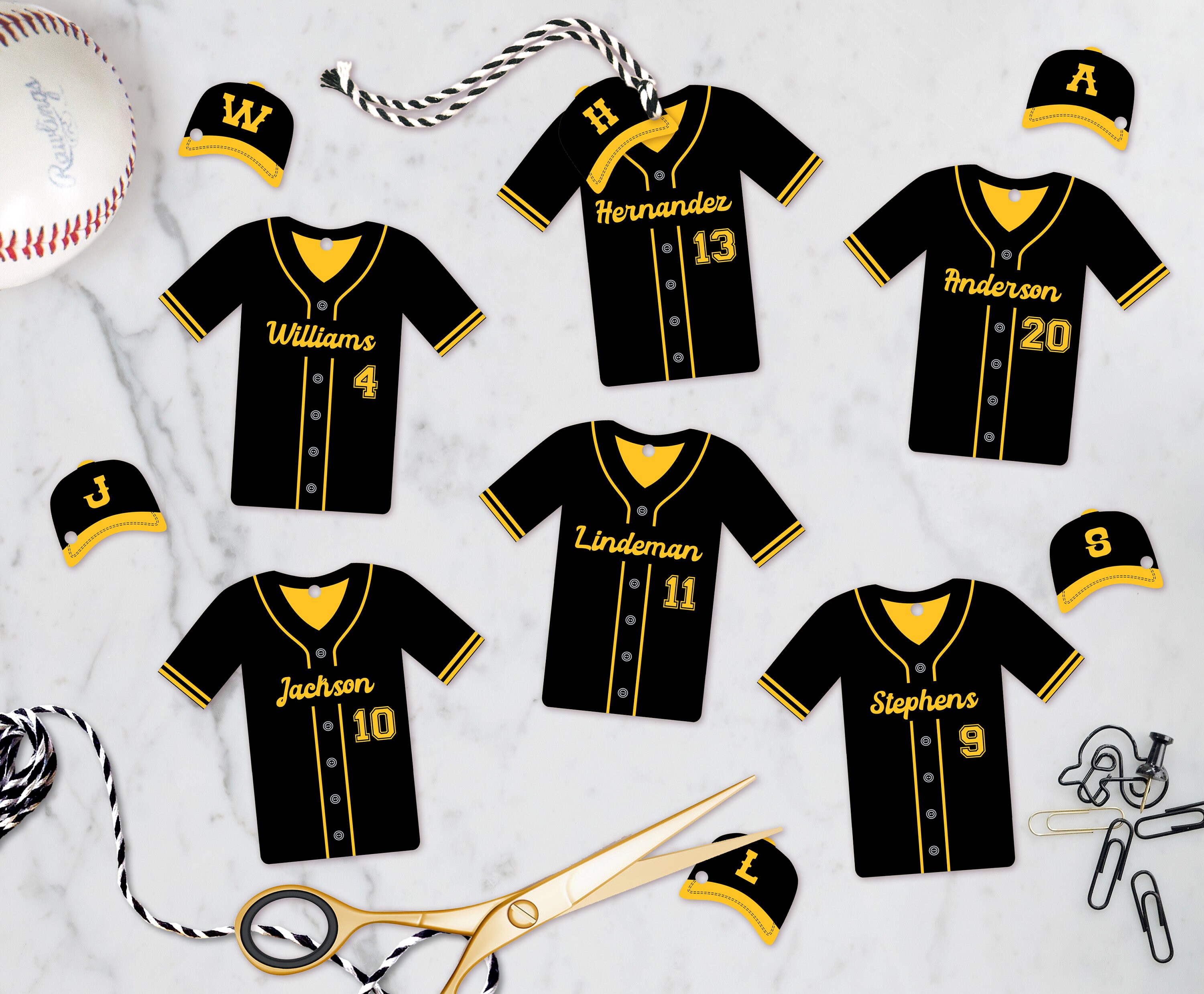 Editable Baseball Team Party Favor Tags Personalized Jersey 