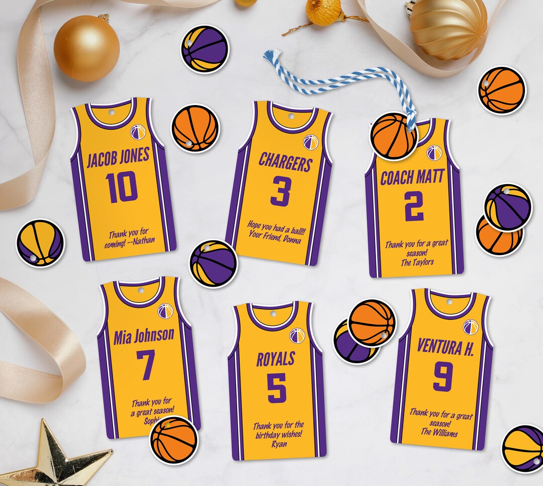 Editable Basketball Party Favor Tags, Personalized, Jersey Shaped ...