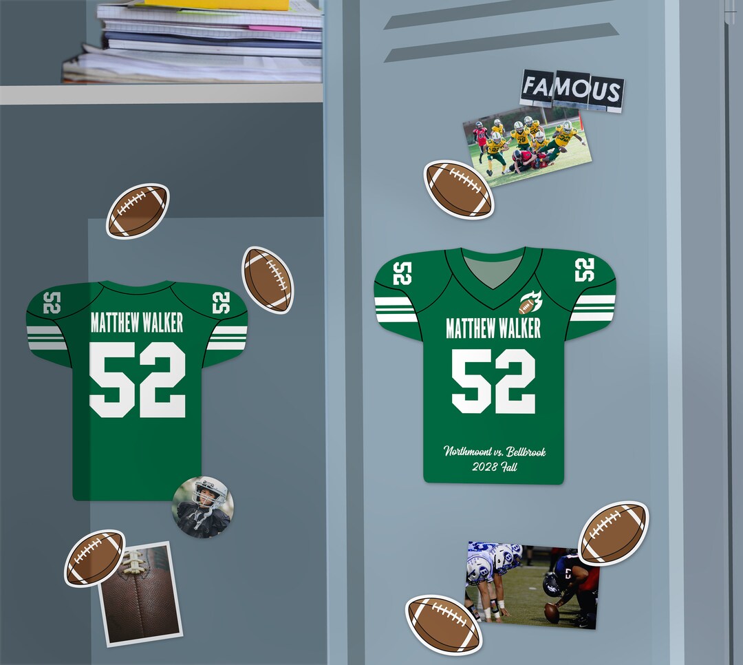 Editable Football Locker Decor: Personalized Jersey & Ball Printables ...